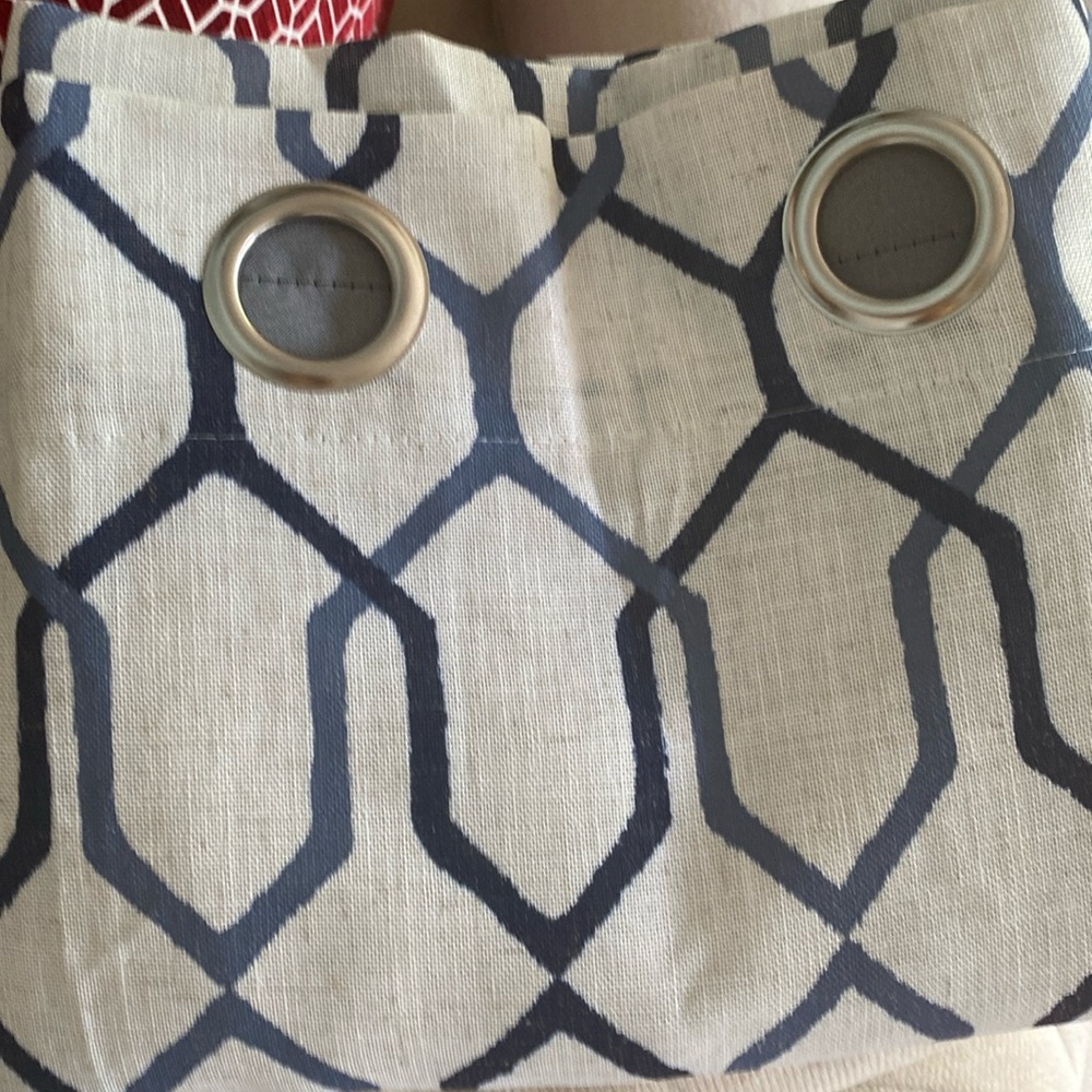 Geometric grommet top drapery set